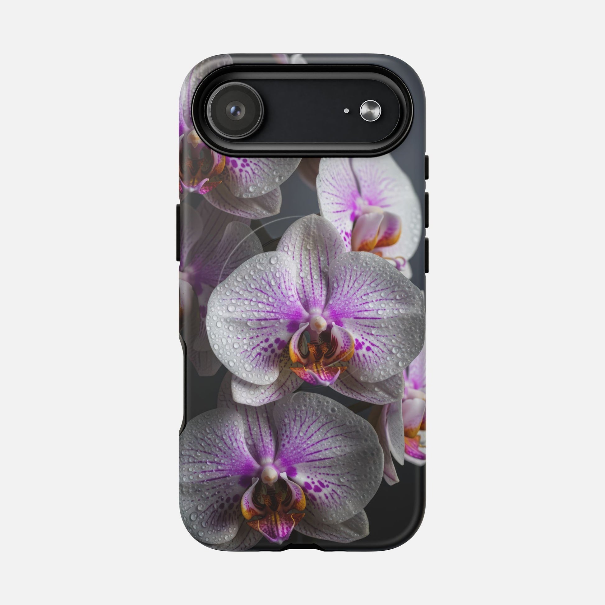 Orchid Bloom Tough Magnetic Phone Case — Waterdrop Floral Protection iPhone 17 Air Matte Phone Case