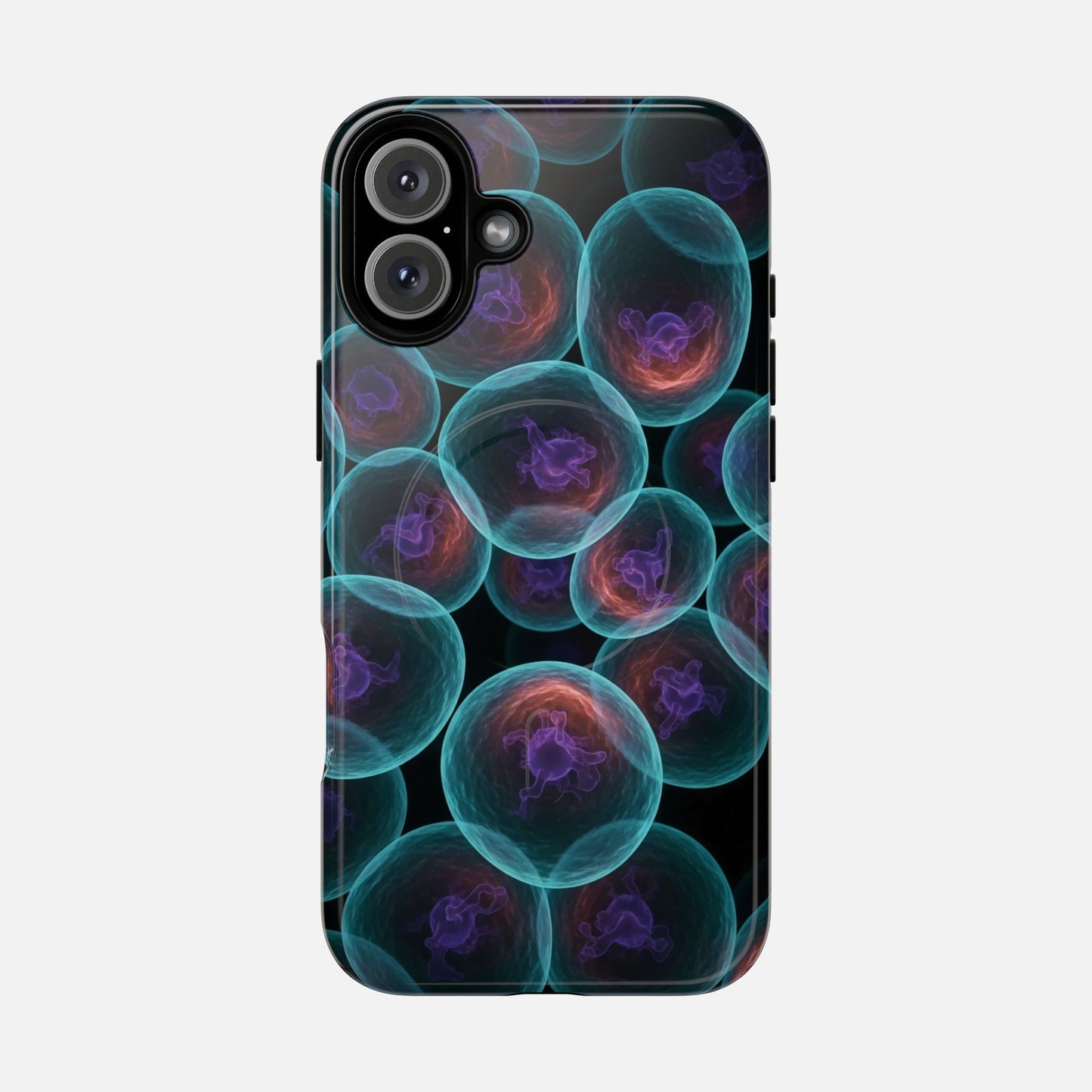 Abstract Neon Bubbles Magnetic Phone Case — Protective Tough Magnetic iPhone Cover iPhone 16 Plus Glossy Phone Case