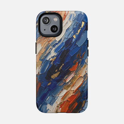 Magnetic Phone Case — Abstract Blue & Orange Paint Texture iPhone 14 Matte Phone Case