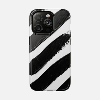 Abstract Black Brushstroke Magnetic Phone Case iPhone 14 Pro Glossy Phone Case