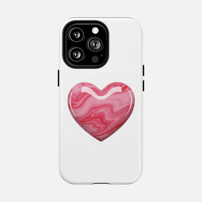 Pink Marble Heart iPhone Case — Tough Magnetic | MagSafe Compatible