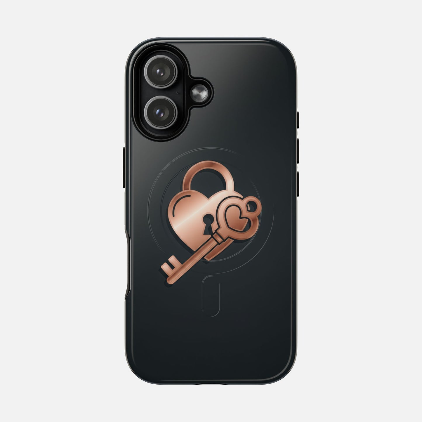 Rose Gold Lock & Key Design iPhone Case — Tough Magnetic | MagSafe Compatible