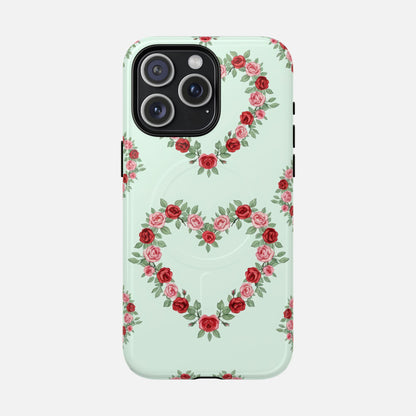 Rose Heart Floral iPhone Case — Tough Magnetic | MagSafe Compatible