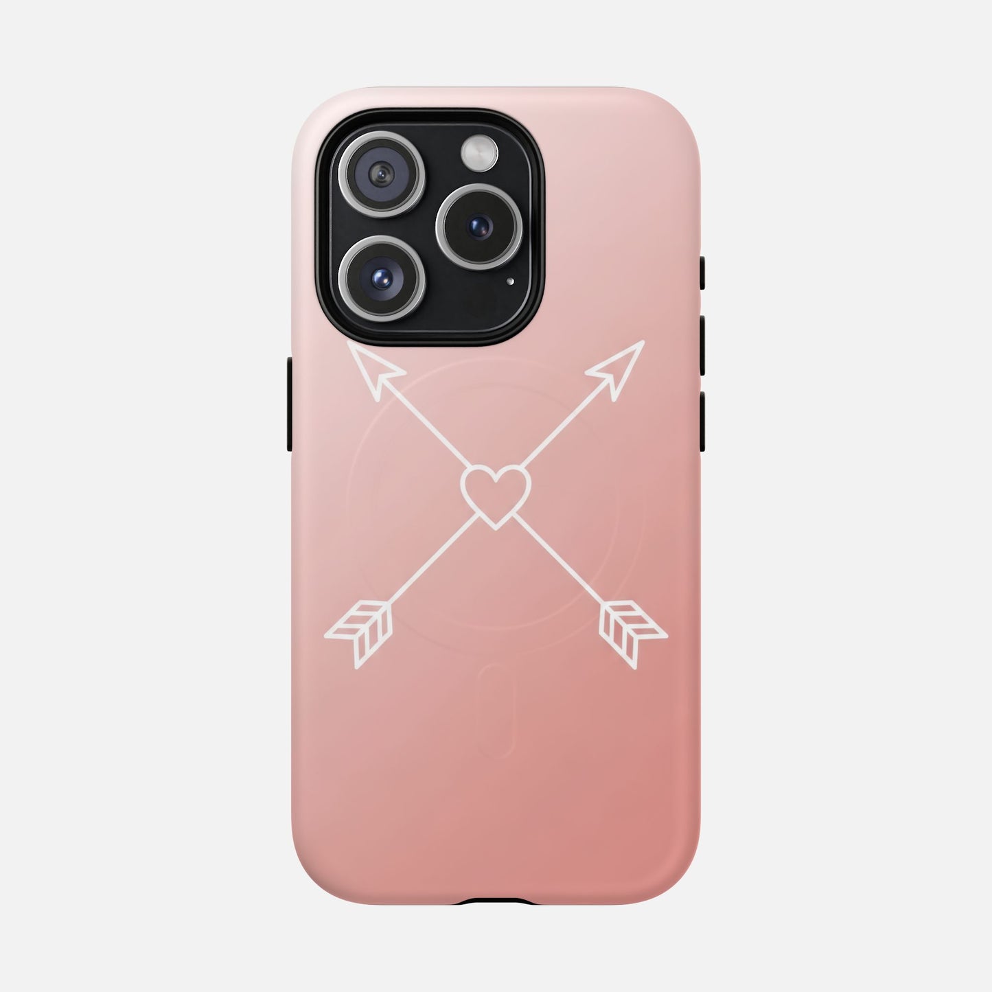Rose Gold & Heart & Crossed Arrows Design iPhone Case — Tough Magnetic | MagSafe Compatible