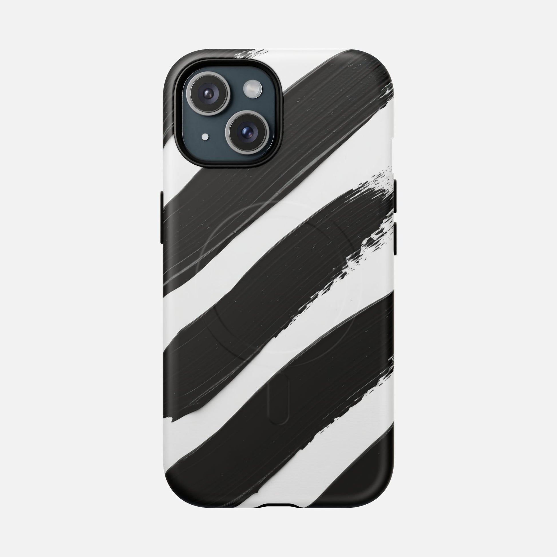 Abstract Black Brushstroke Magnetic Phone Case iPhone 15 Matte Phone Case