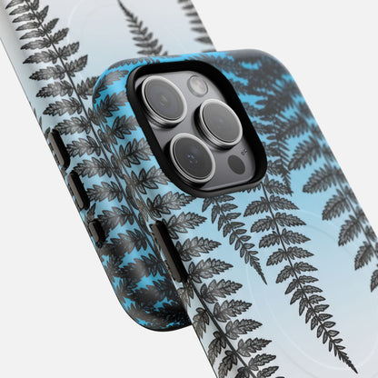 Fern Silhouette With Blue Ombre iPhone Case — Tough Magnetic | MagSafe Compatible