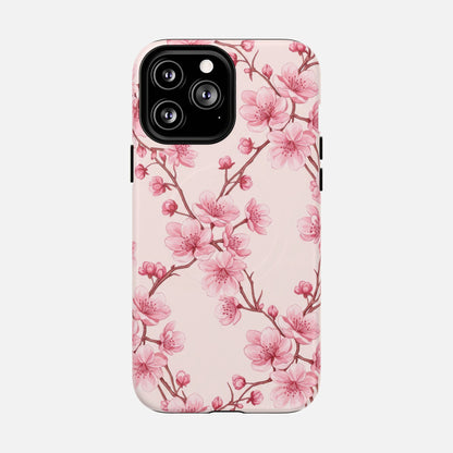 Pink Cherry Blossom iPhone Case — Tough Magnetic | MagSafe Compatible