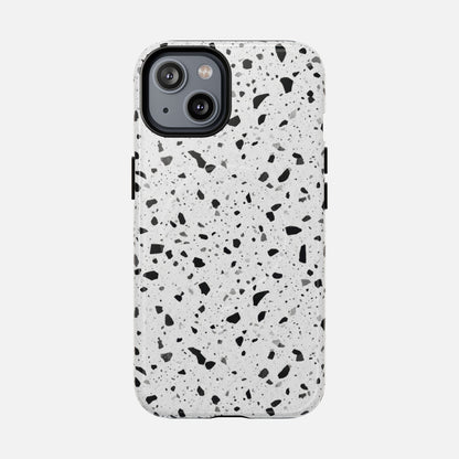 Terrazzo Black & White iPhone Case — Tough Magnetic | MagSafe Compatible