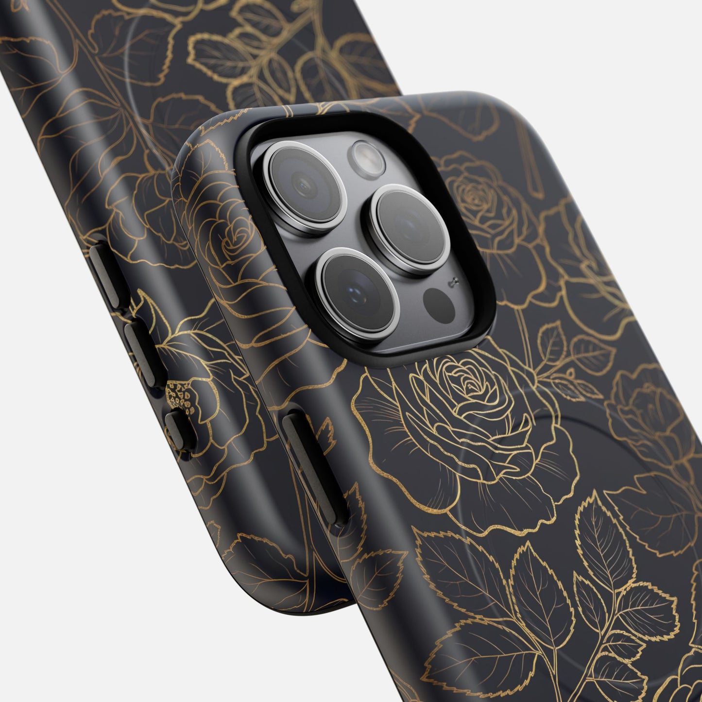 Floral Gold Outline iPhone Case — Tough Magnetic | MagSafe Compatible