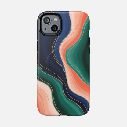 Magnetic Tough Case — Abstract Ocean Wave Design Phone Cover iPhone 14 Plus Matte Phone Case