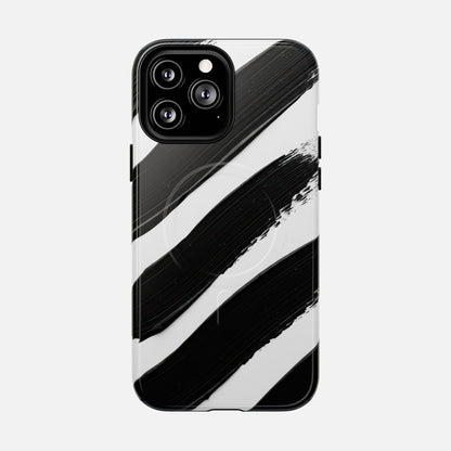 Abstract Black Brushstroke Magnetic Phone Case iPhone 13 Pro Max Glossy Phone Case