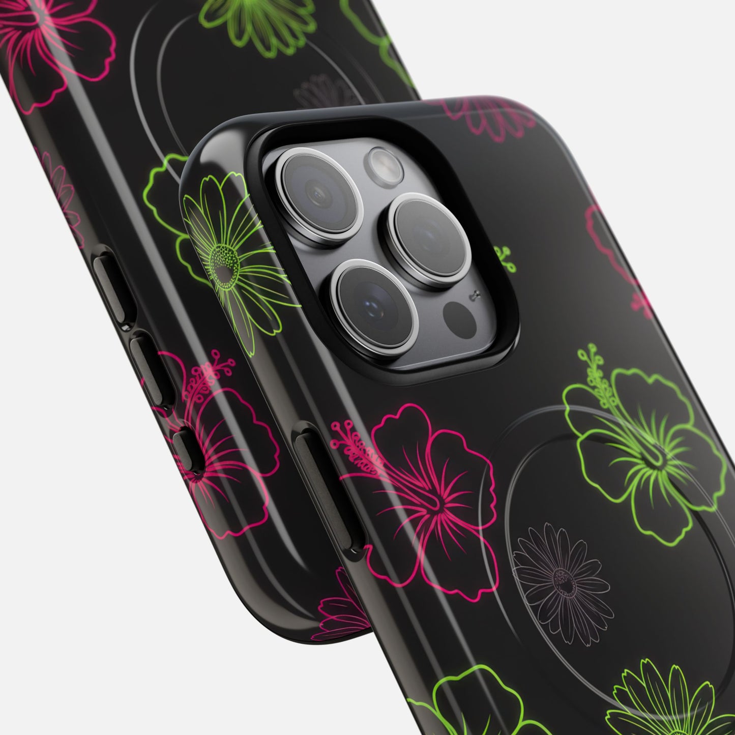 Neon Hibiscus & Tropical Floral iPhone Case — Tough Magnetic | MagSafe Compatible