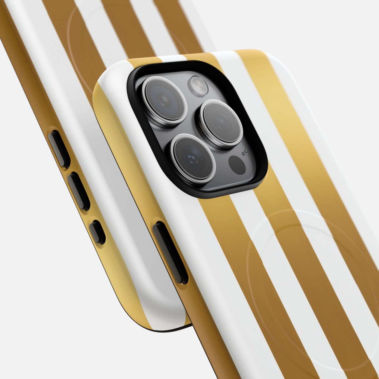 Gold & White Stripe iPhone Case — Tough Magnetic | MagSafe Compatible