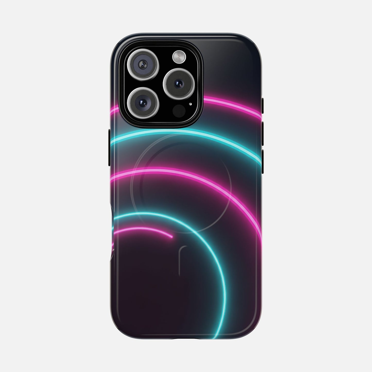 Neon Arc with Pink & Teal Glow iPhone Case — Tough Magnetic | MagSafe Compatible