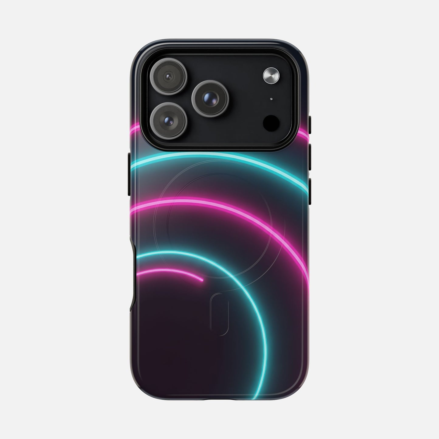 Neon Arc with Pink & Teal Glow iPhone Case — Tough Magnetic | MagSafe Compatible