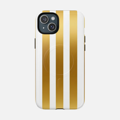Gold & White Stripe iPhone Case — Tough Magnetic | MagSafe Compatible