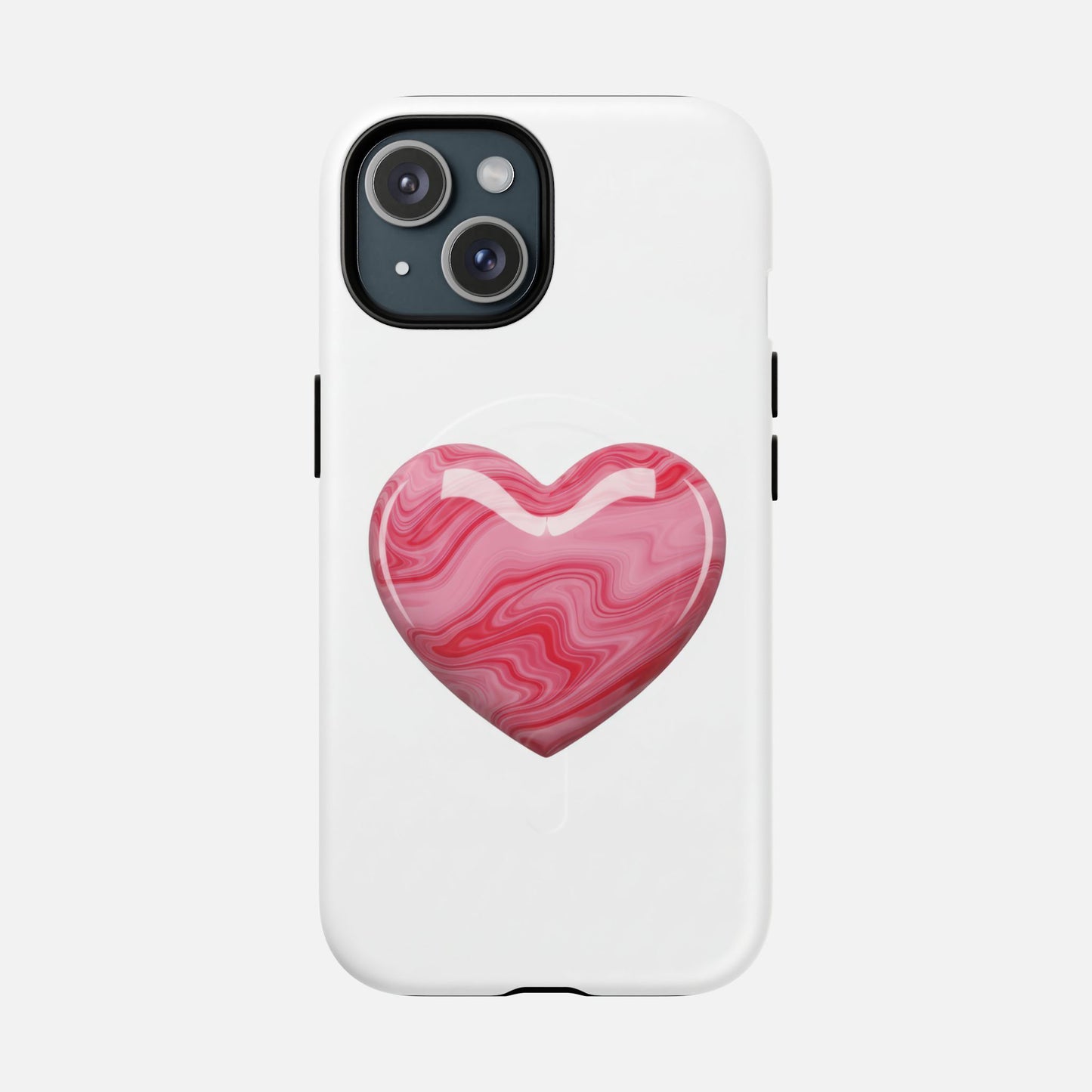 Pink Marble Heart iPhone Case — Tough Magnetic | MagSafe Compatible