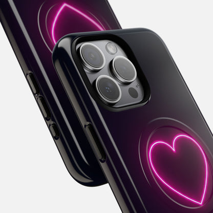 Neon Heart With Glow Pink iPhone Case — Tough Magnetic | MagSafe Compatible