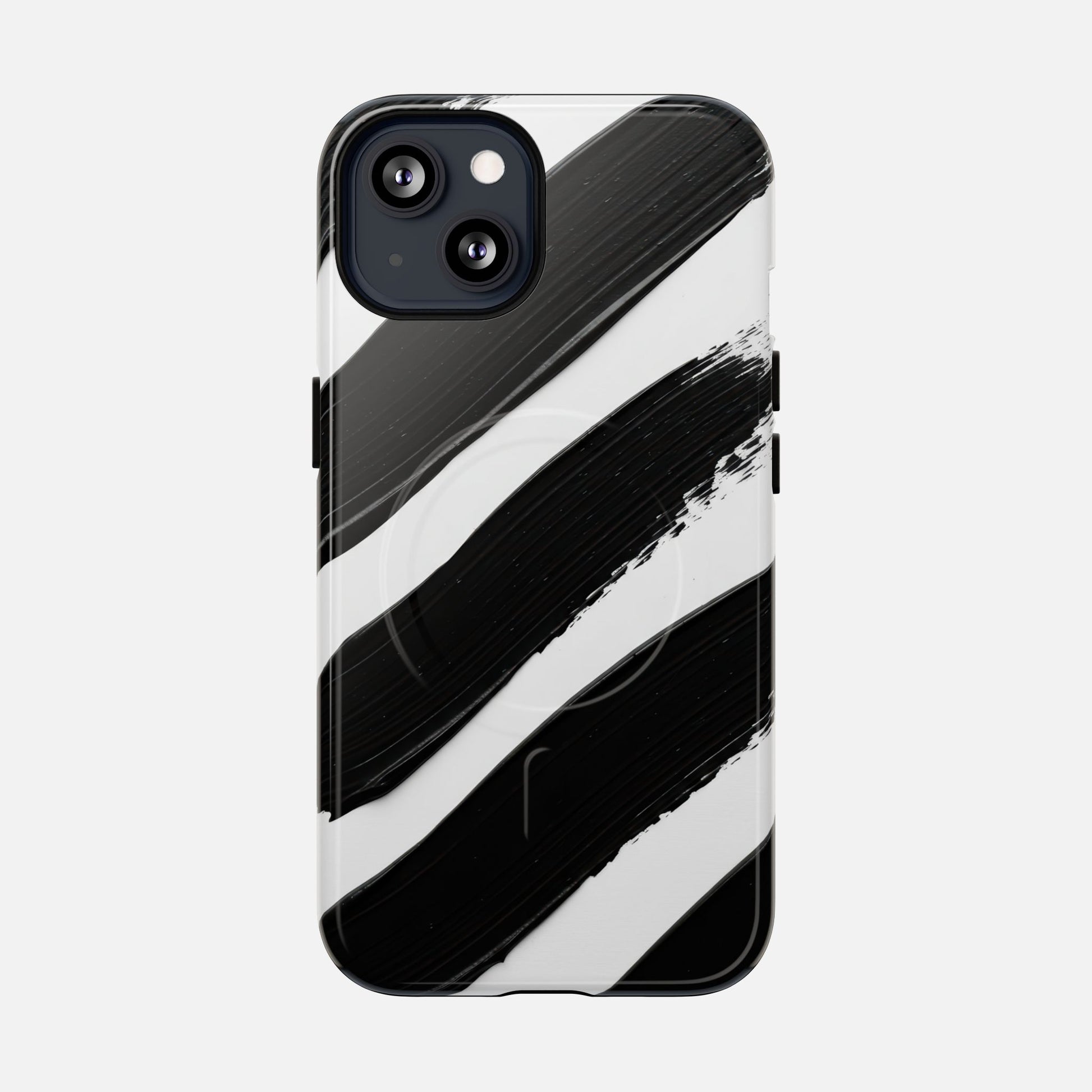 Abstract Black Brushstroke Magnetic Phone Case iPhone 13 Glossy Phone Case
