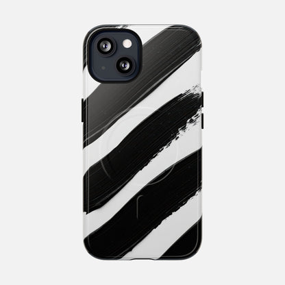 Abstract Black Brushstroke Magnetic Phone Case iPhone 13 Glossy Phone Case
