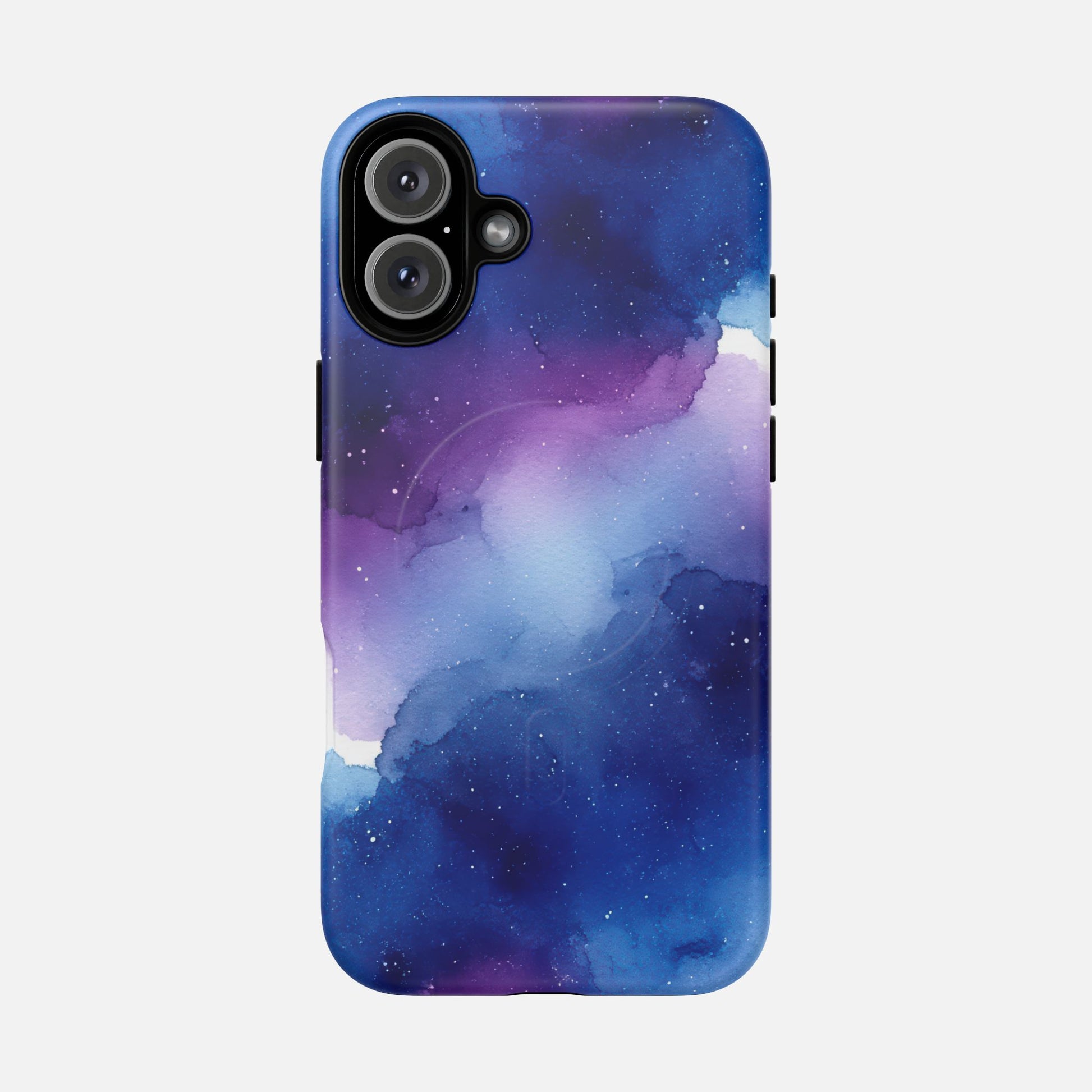 Galaxy Watercolor Tough Magnetic Phone Case — Blue Purple Nebula MagSafe Cover iPhone 16 Plus Matte Phone Case