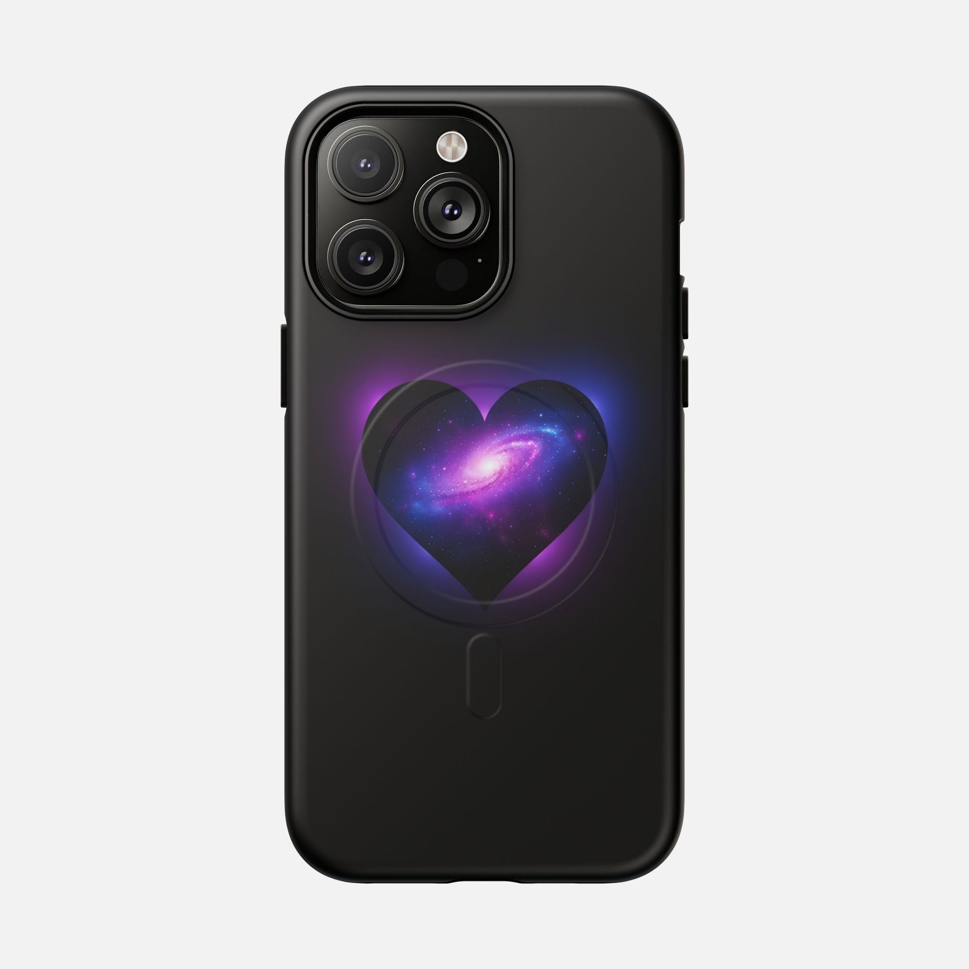 Galaxy Heart Tough Magnetic Phone Case — Magnetic Protective iPhone Cover with Purple Nebula Design iPhone 14 Pro Max Matte Phone Case