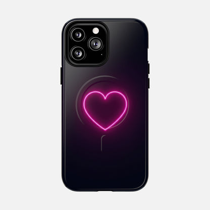 Neon Heart With Glow Pink iPhone Case — Tough Magnetic | MagSafe Compatible