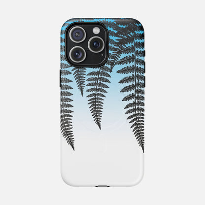 Fern Silhouette With Blue Ombre iPhone Case — Tough Magnetic | MagSafe Compatible