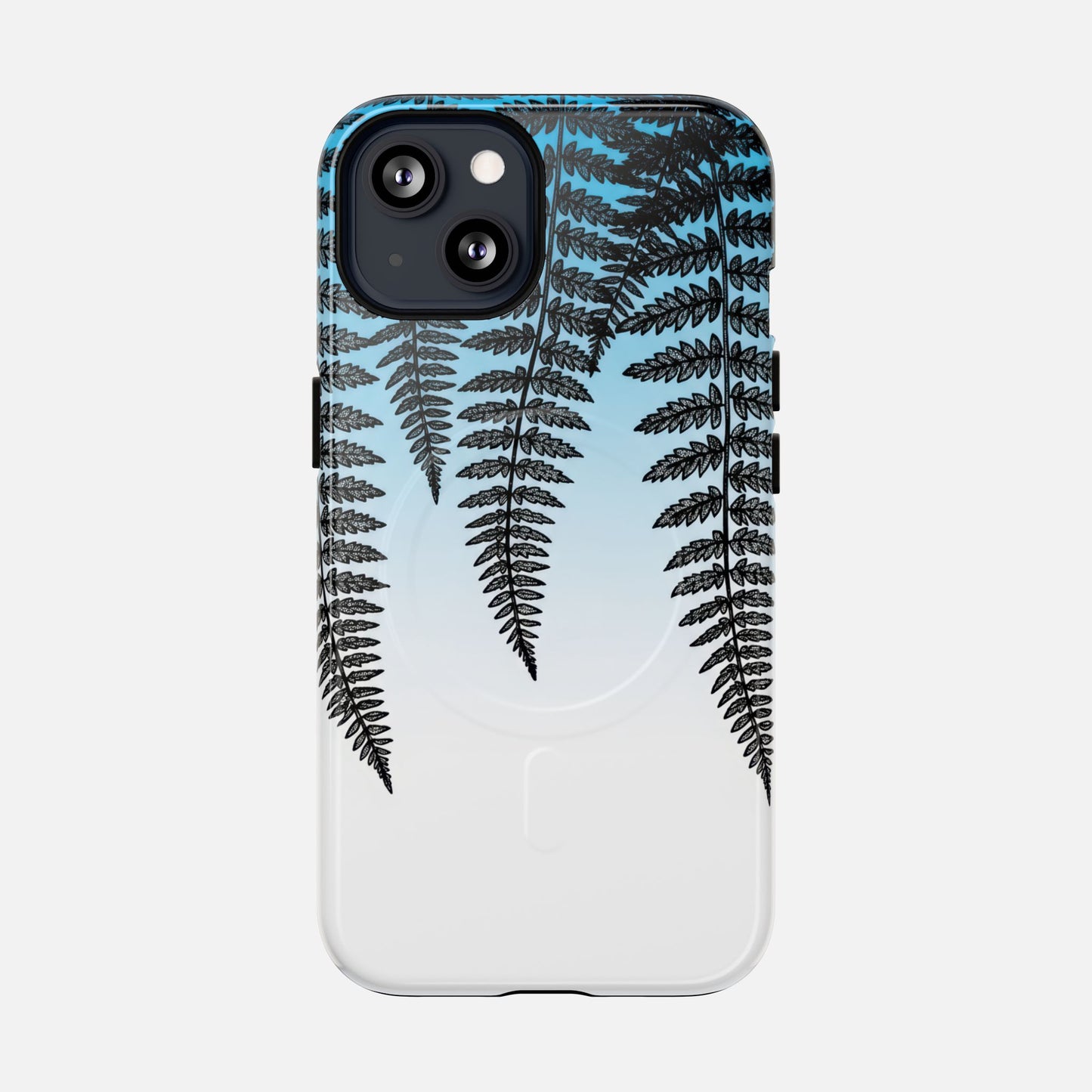 Fern Silhouette With Blue Ombre iPhone Case — Tough Magnetic | MagSafe Compatible