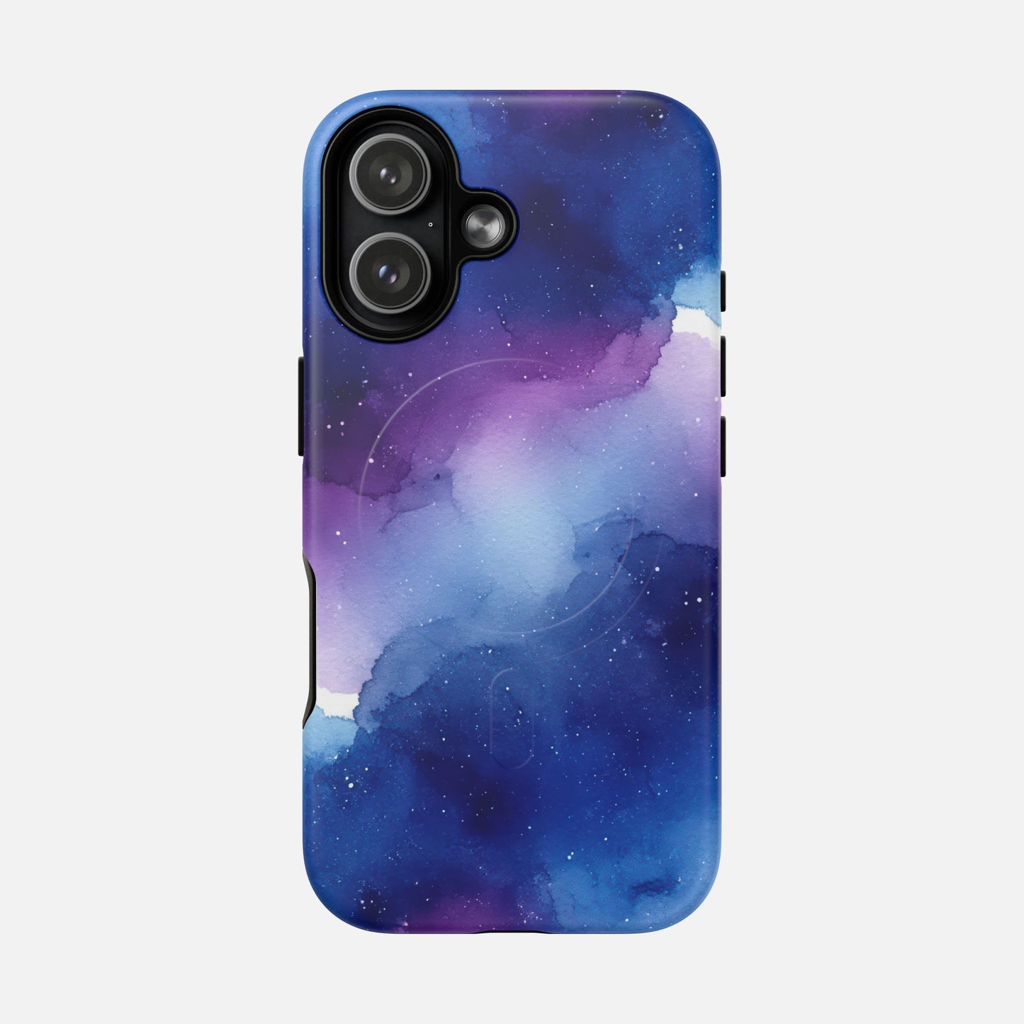 Galaxy Watercolor Tough Magnetic Phone Case — Blue Purple Nebula MagSafe Cover iPhone 17 Matte Phone Case