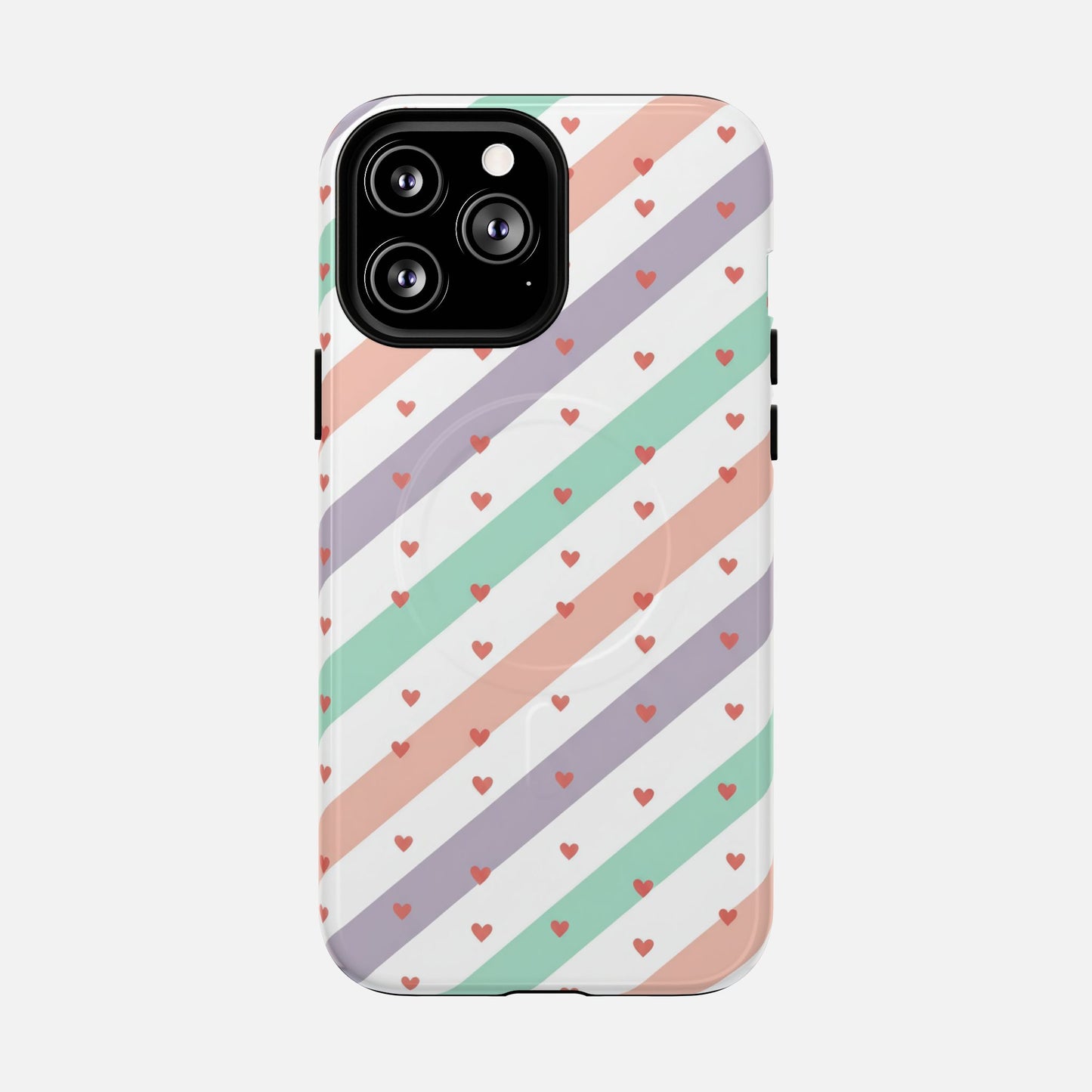 Valentine Pastel Stripes iPhone Case — Tough Magnetic | MagSafe Compatible
