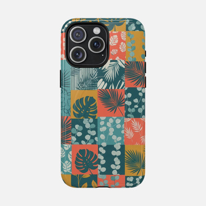 Tropical Patchwork Tough Magnetic Phone Case iPhone 15 Pro Max Glossy Phone Case