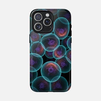 Abstract Neon Bubbles Magnetic Phone Case — Protective Tough Magnetic iPhone Cover iPhone 15 Pro Max Glossy Phone Case
