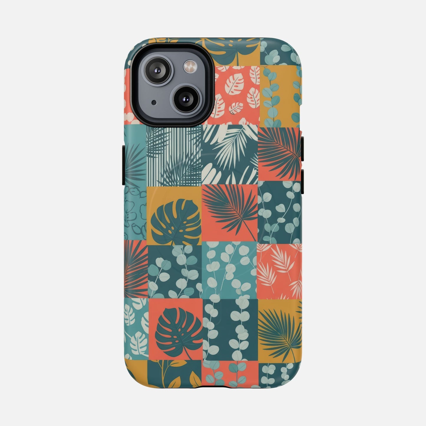 Tropical Patchwork Tough Magnetic Phone Case iPhone 14 Matte Phone Case