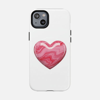 Pink Marble Heart iPhone Case — Tough Magnetic | MagSafe Compatible