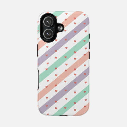 Valentine Pastel Stripes iPhone Case — Tough Magnetic | MagSafe Compatible