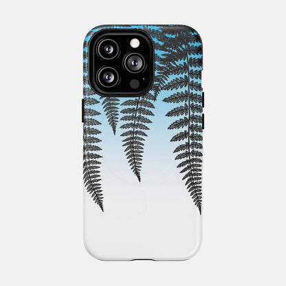 Fern Silhouette With Blue Ombre iPhone Case — Tough Magnetic | MagSafe Compatible