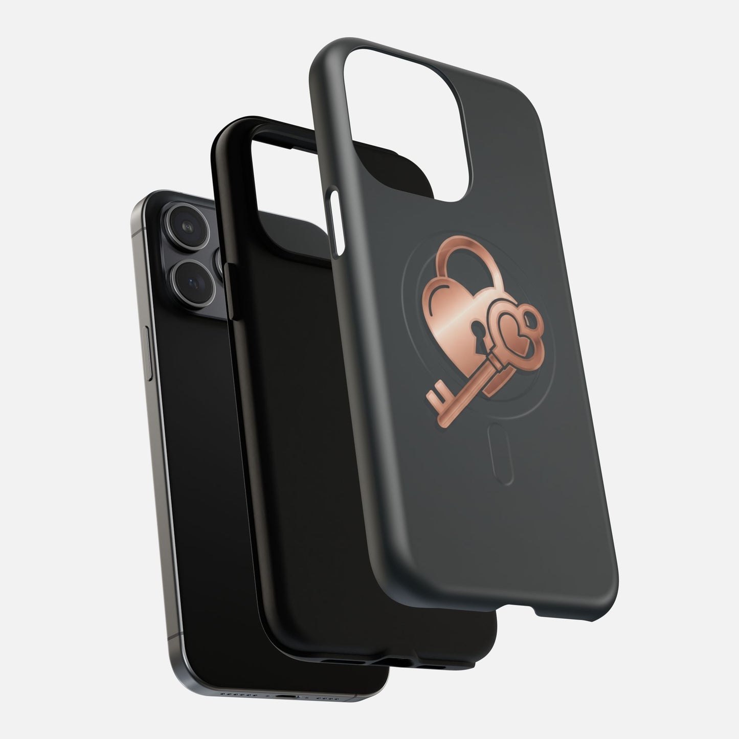 Rose Gold Lock & Key Design iPhone Case — Tough Magnetic | MagSafe Compatible
