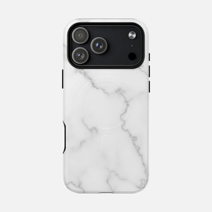 White Marble iPhone Case — Tough Magnetic | MagSafe Compatible