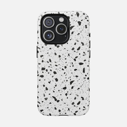 Terrazzo Black & White iPhone Case — Tough Magnetic | MagSafe Compatible