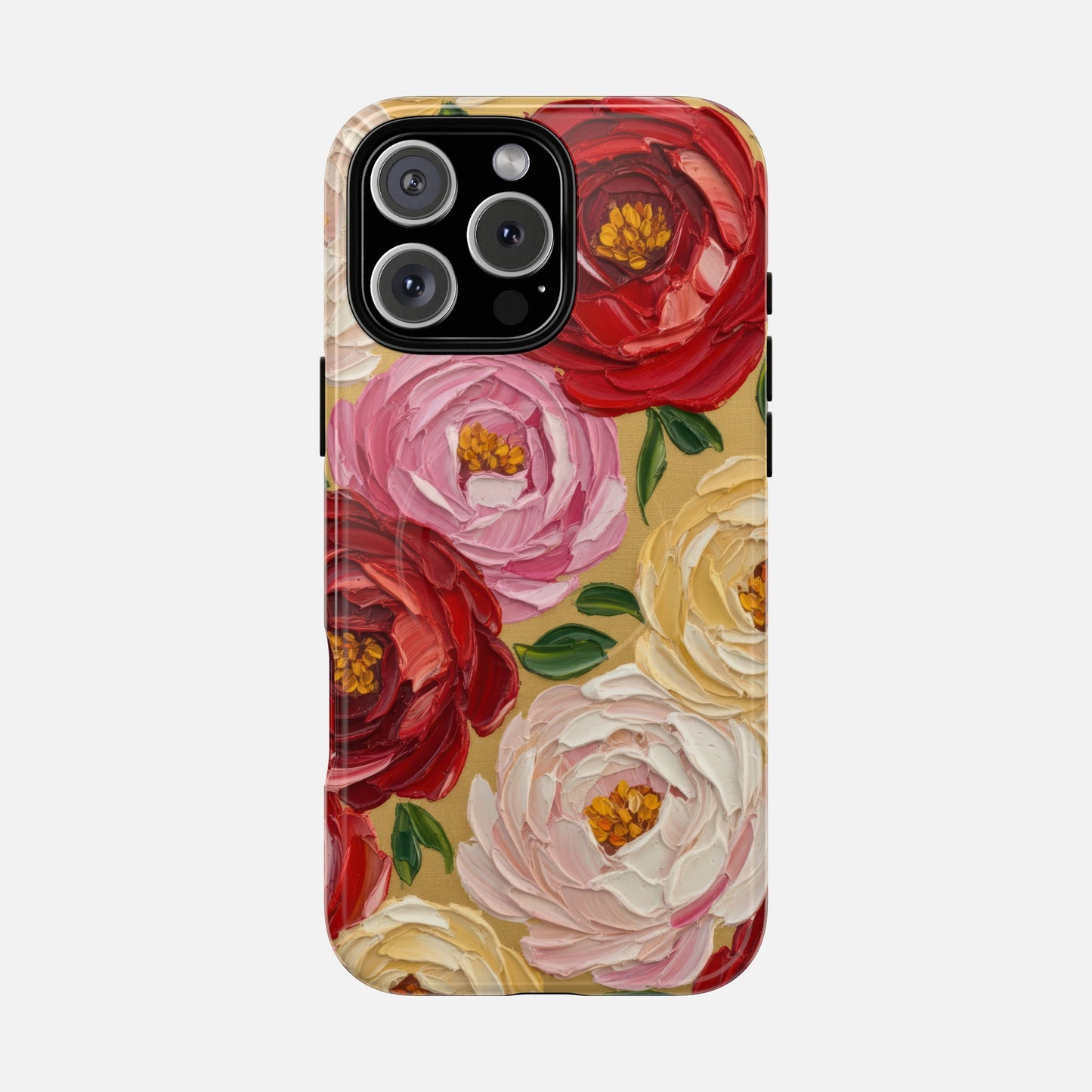 Floral Camellia With Rose & Blush Blooms iPhone Case — Tough Magnetic | MagSafe Compatible