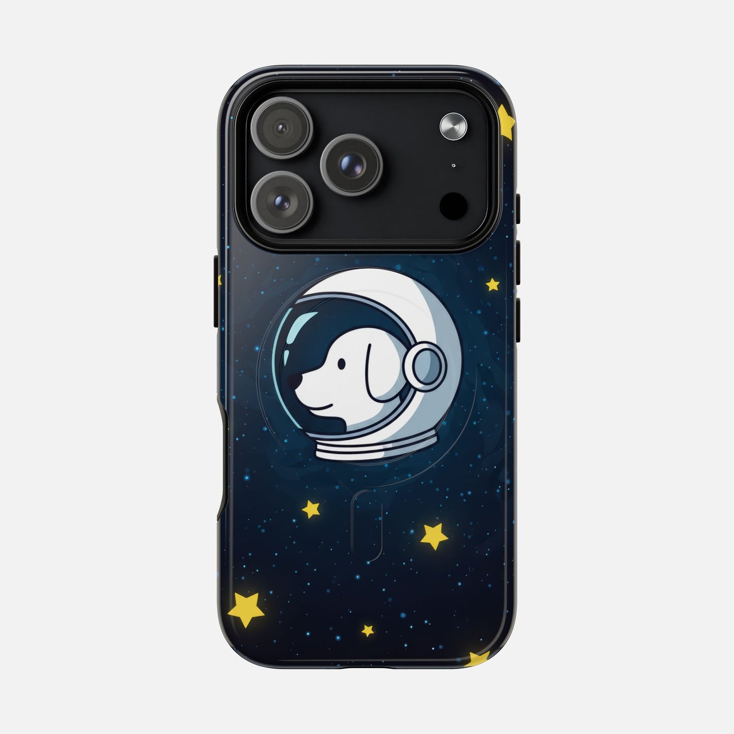 Astronaut Dog Magnetic Phone Case — Cute Space Puppy iPhone Cover with Stars iPhone 17 Pro Glossy Phone Case