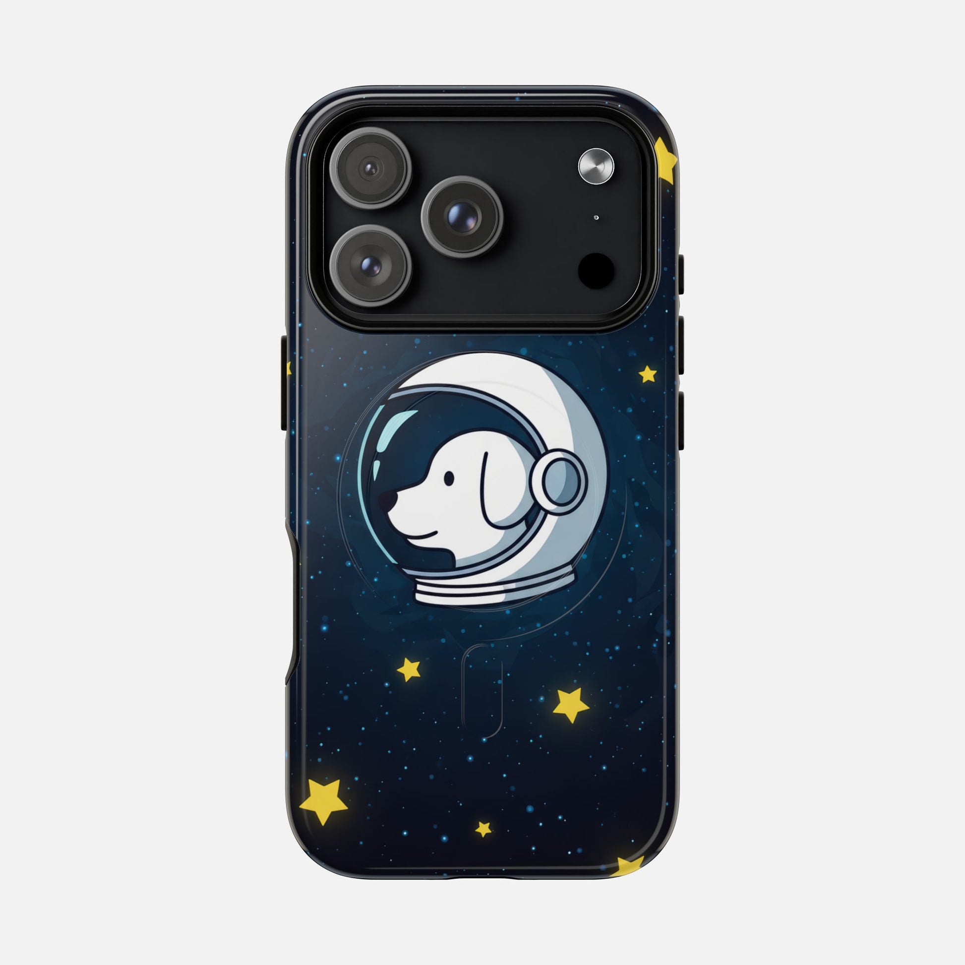Astronaut Dog Magnetic Phone Case — Cute Space Puppy iPhone Cover with Stars iPhone 17 Pro Glossy Phone Case