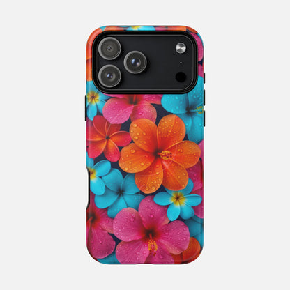 Colorful Tropical Plumeria Floral iPhone Case — Tough Magnetic | MagSafe Compatible
