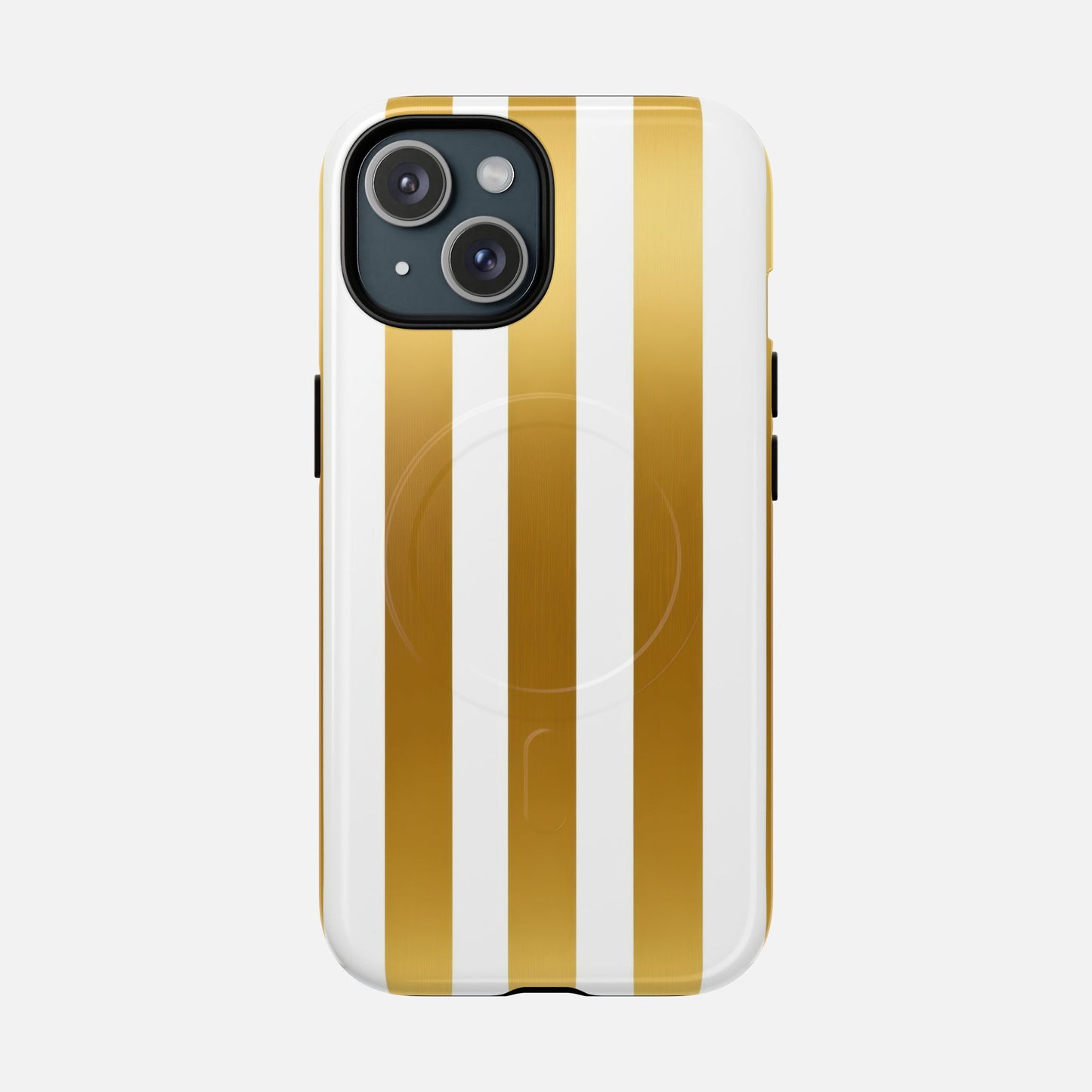 Gold & White Stripe iPhone Case — Tough Magnetic | MagSafe Compatible
