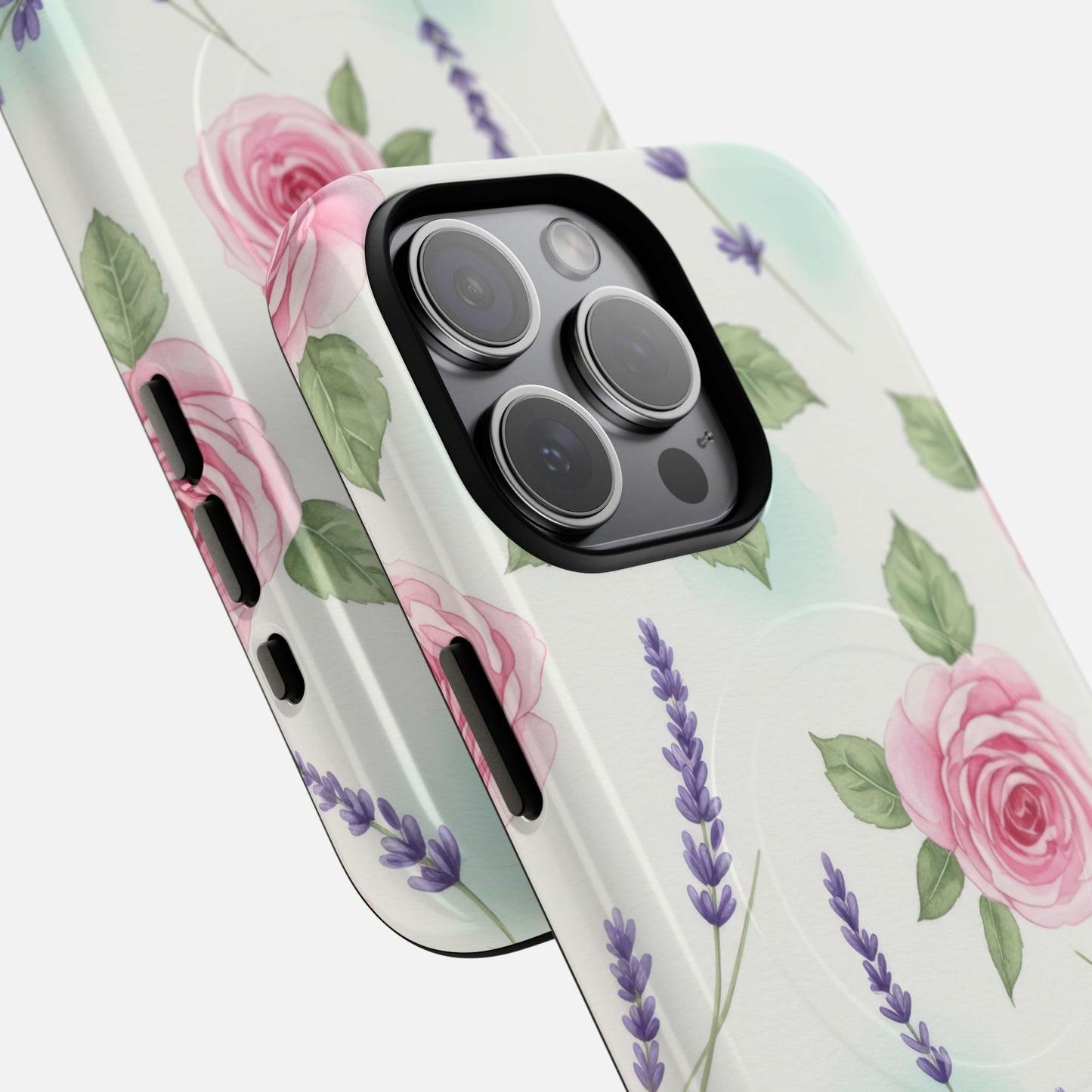 Floral Rose & Lavender iPhone Case — Tough Magnetic | MagSafe Compatible
