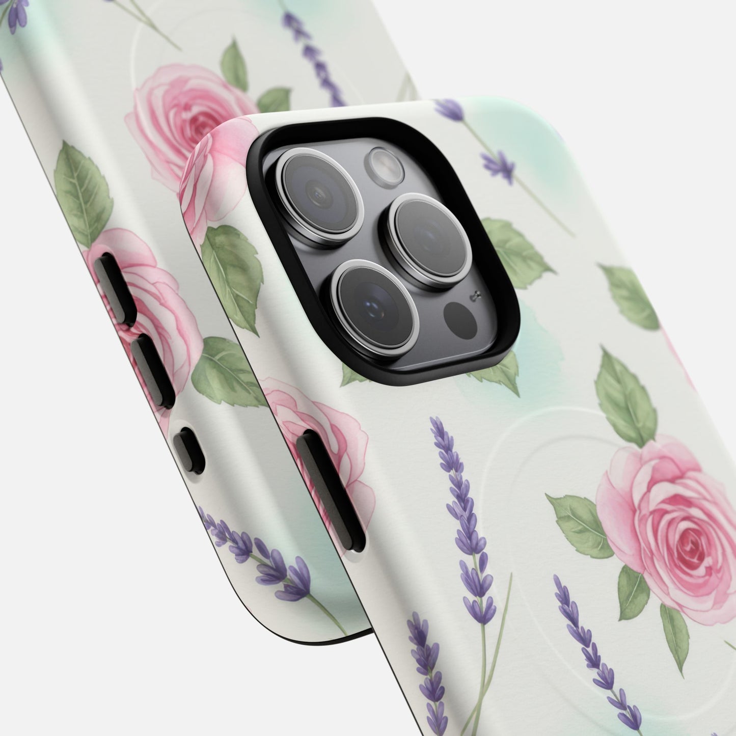 Floral Rose & Lavender iPhone Case — Tough Magnetic | MagSafe Compatible