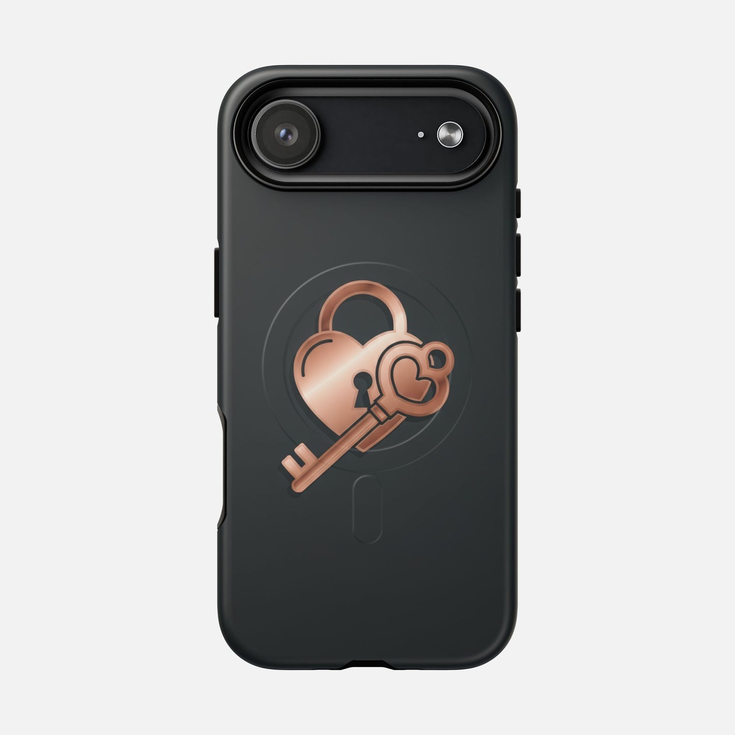 Rose Gold Lock & Key Design iPhone Case — Tough Magnetic | MagSafe Compatible
