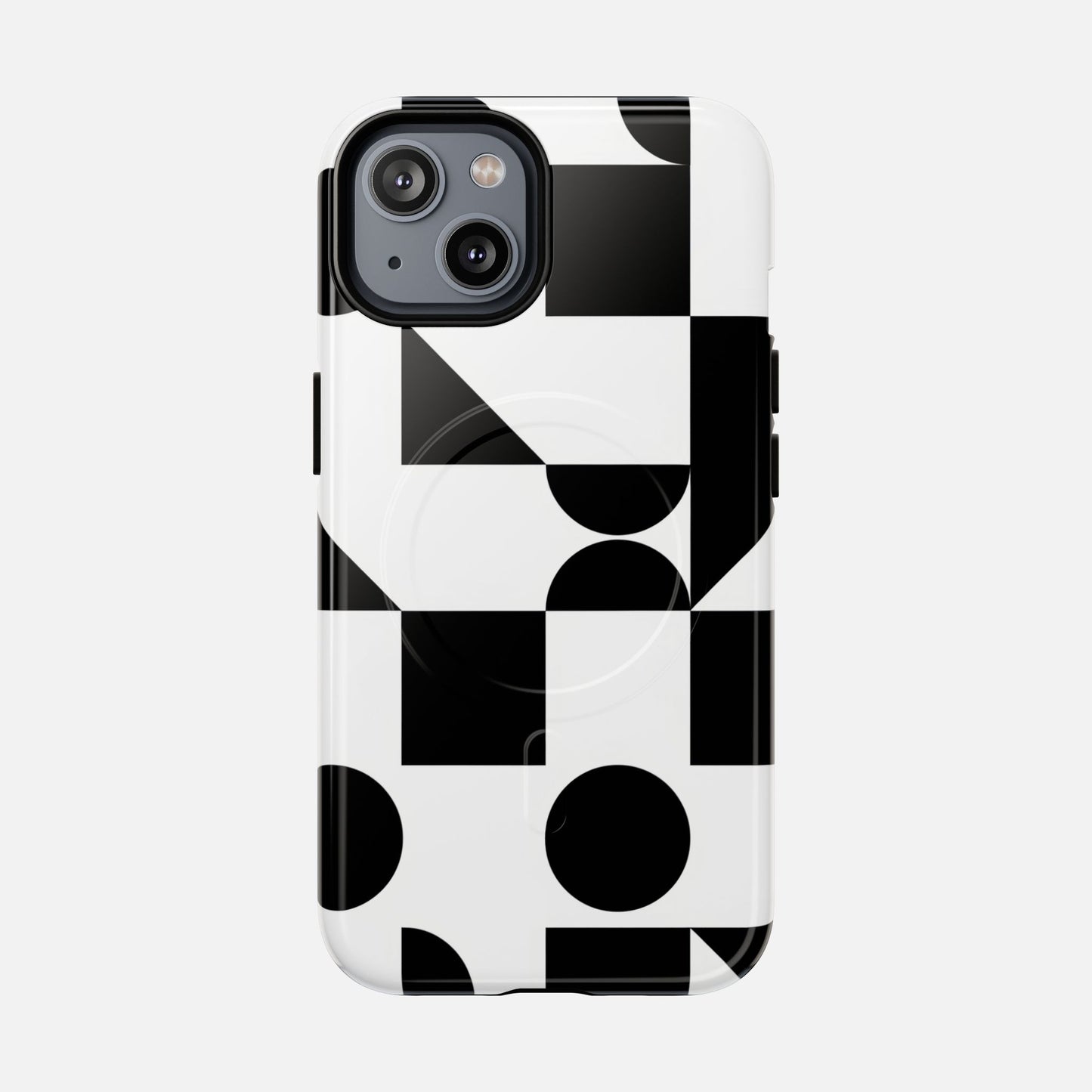Geometric Black & White iPhone Case — Tough Magnetic | MagSafe Compatible