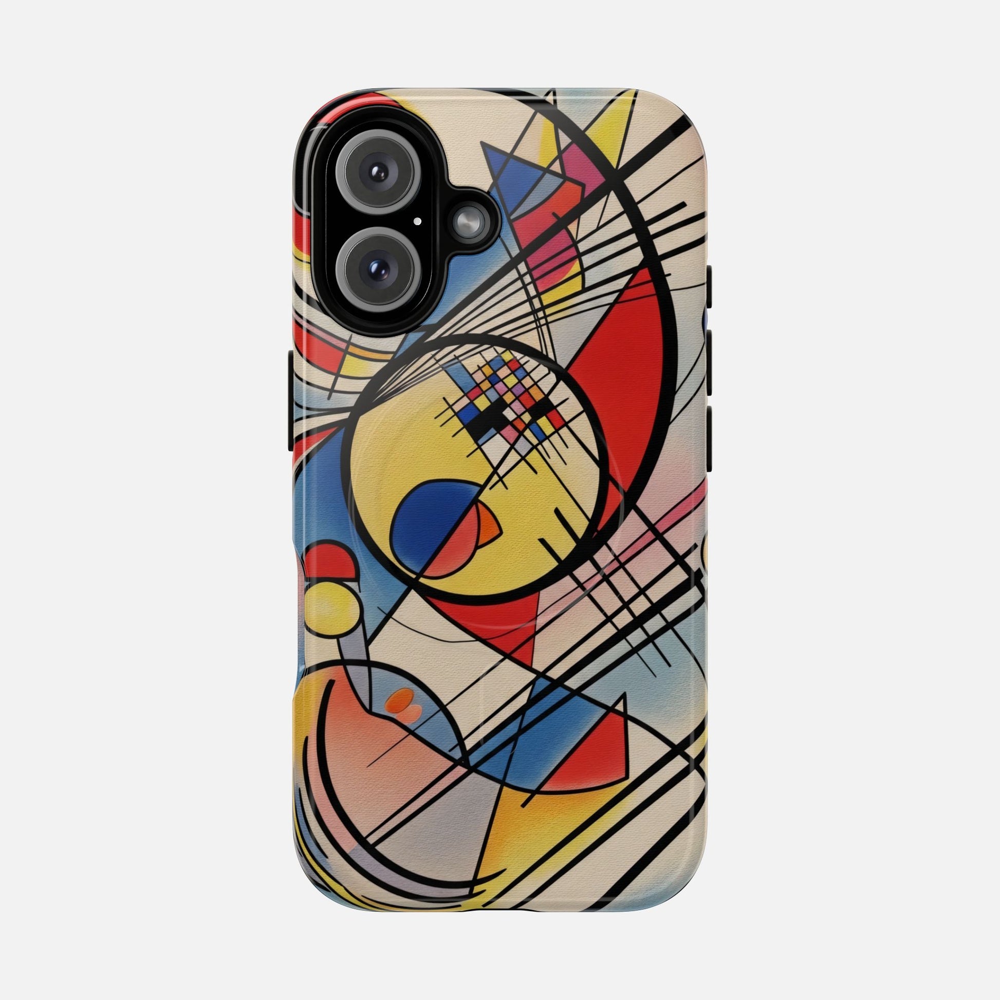 Abstract Geometric Phone Case — Colorful Modern Art Tough Magnetic Case iPhone 16 Glossy Phone Case